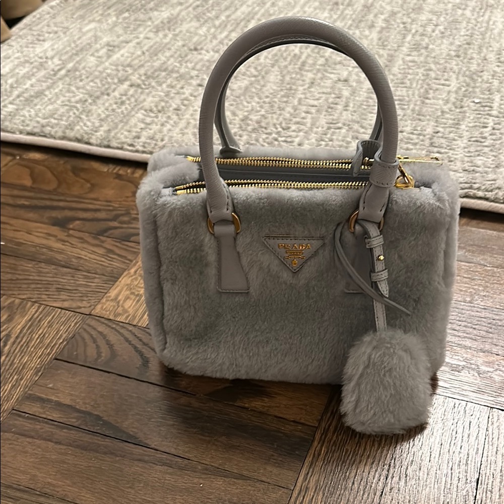Prada Gray Fur Handbag